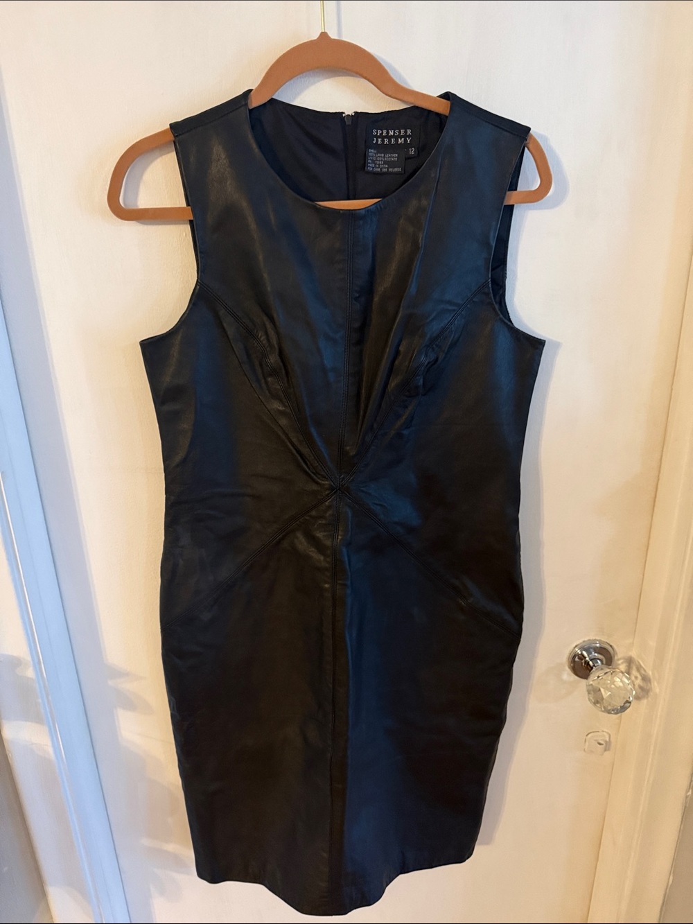 Spenser Jeremy Black Sleeveless Leather Sheath Dress